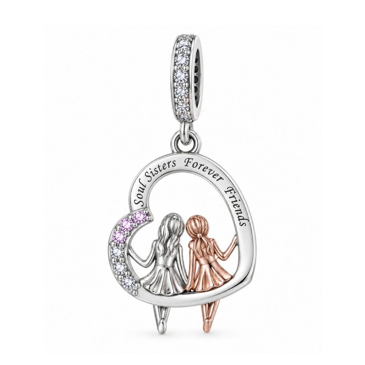 Pandora fitting Soul Sisters Best Friends Charm 925 Sterling Silver & Rose Gold