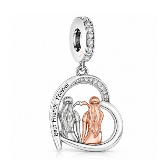 Pandora fitting Best Friend Charm 925 Sterling Silver & Rose Gold - BFF