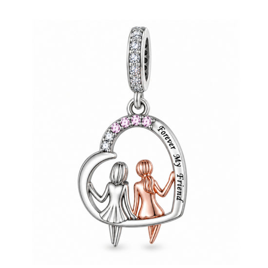 Pandora fitting Best Friend Forever My Friend Charm 925 Sterling Silver & Rose Gold