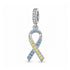 pandora fitting Down Syndrome Awareness Ribbon Charm 925 Sterling Silver - Blue and Yellow