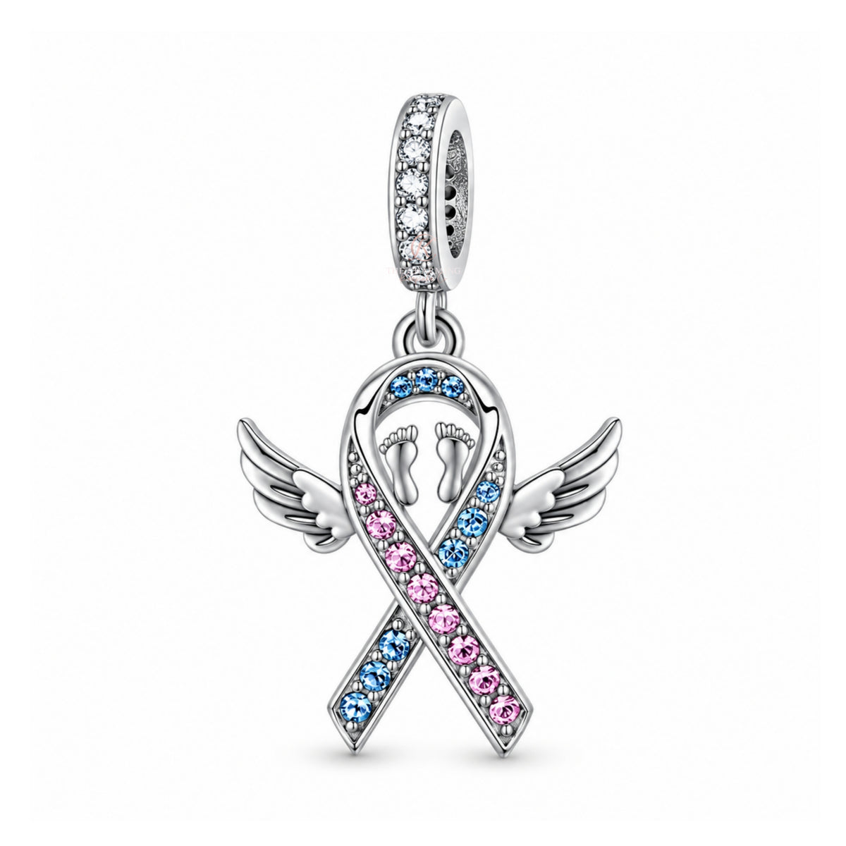 Pandora fitting Baby / Infant Loss Awareness Ribbon Charm 925 Sterling Silver - Miscarriage 