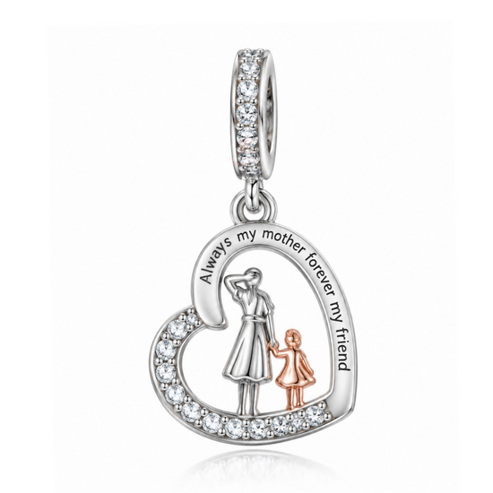 Mum & Daughter Charm 925 Sterling Silver - Forever My Friend fits Pandora