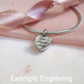 Engraved Self-Fill Ashes Heart Dangle Charm Silver or Rose Gold