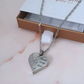 Engraved Cremation Ashes Angel Wing Heart Urn Necklace Silver