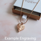 Engraved Cremation Ashes Angel Wing Heart Urn Necklace Rose Gold