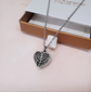 Engraved Cremation Ashes Angel Wing Heart Urn Necklace Silver