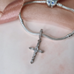 Crystal Cross Dangle Charm 925 Sterling Silver