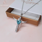 Collier cœur en cristal bleu pour cendres de crémation en argent sterling 925 – « Pour toujours dans mon cœur ».