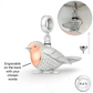 Engraved Robin Self-Fill Ashes Urn Charm 925 Sterling Silver & Rose Gold - fits Pandora bracelets