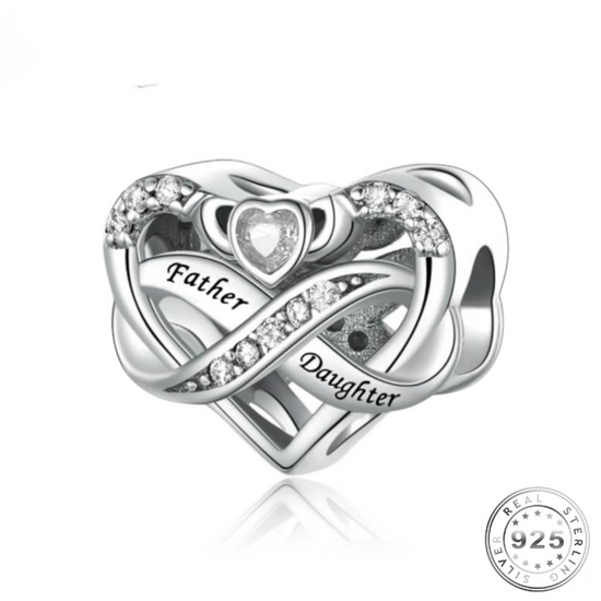 Father & Daughter Infinity Heart Charm 925 Sterling Silver FATHERS DAY fits Pandora