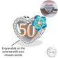 Engraved 50th Birthday Charm 925 Sterling Silver- Personalised fits Pandora - 50 years rose gold