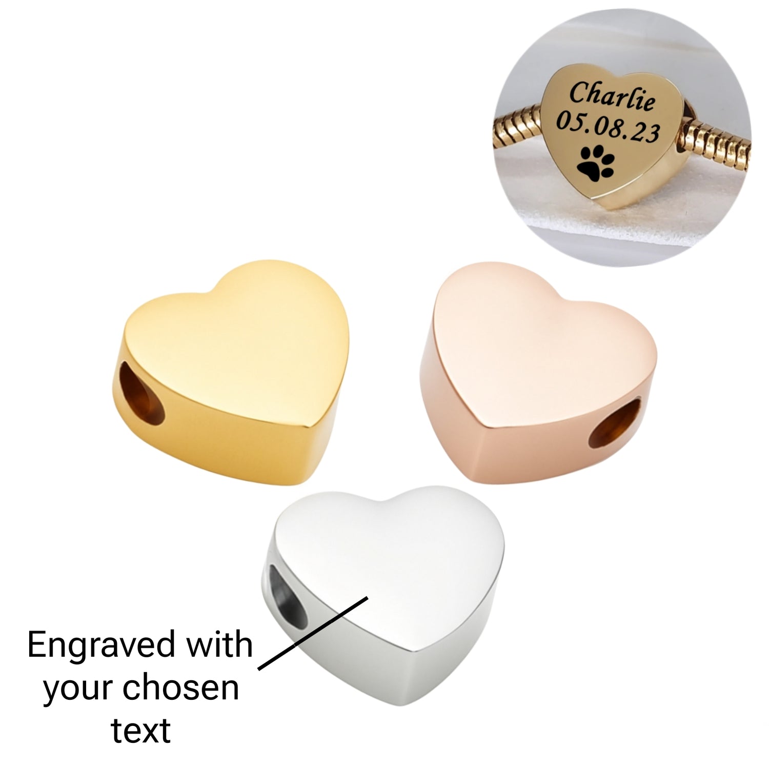 Engraved Silver, Gold or Rose Gold Charm- Personalise with your words fits Pandora