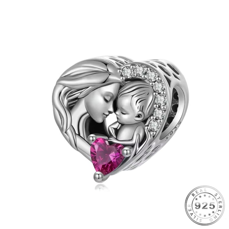 Mum and Baby Charm 925 Sterling Silver - New Baby Girl / Mummy fits Pandora