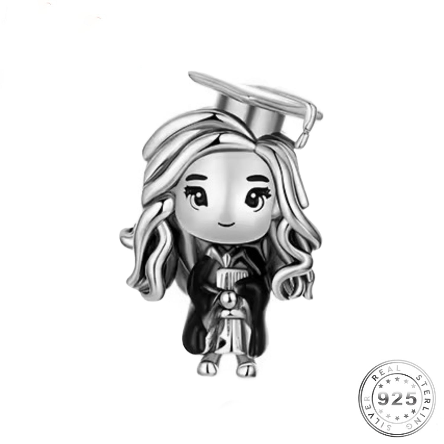Graduation Girl Charm 925 Sterling Silver fits Pandora