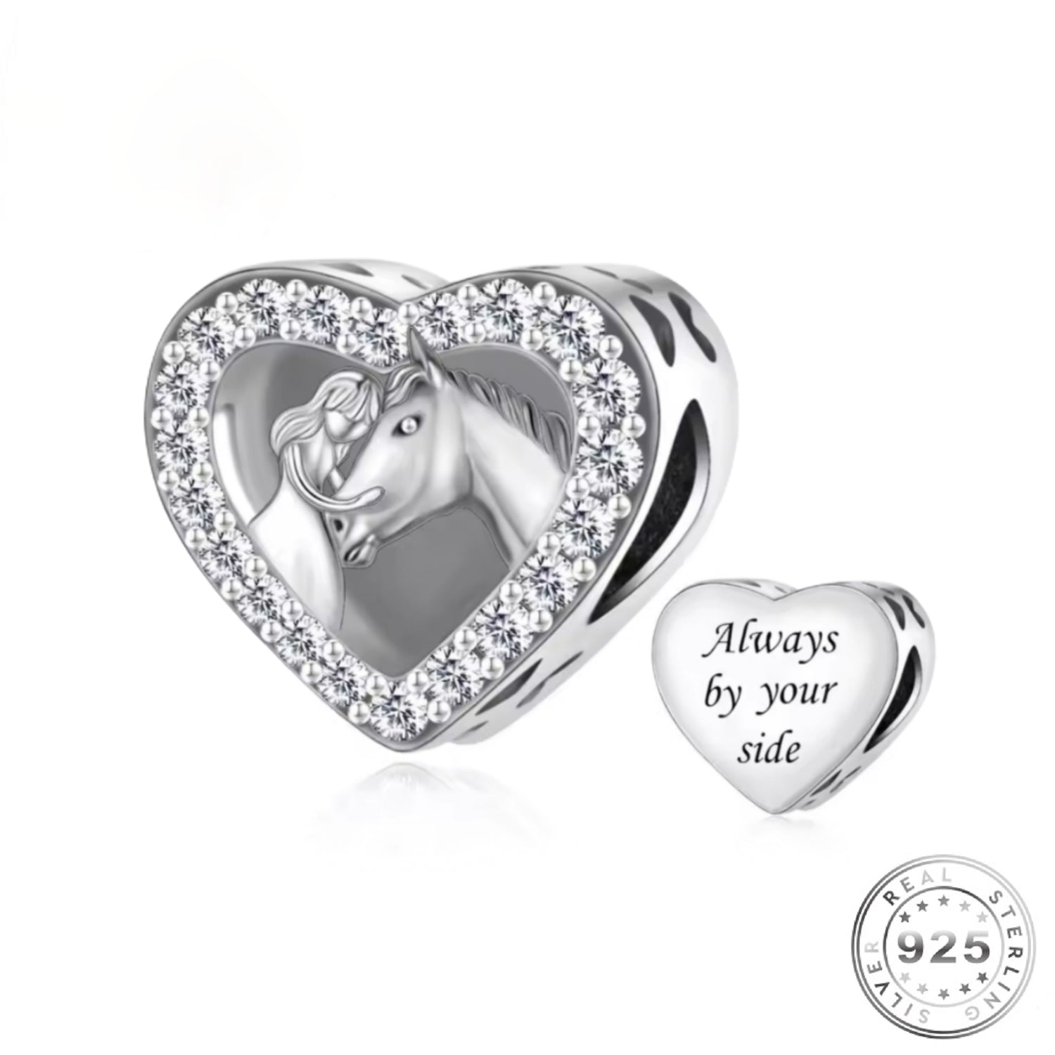 Horse & Girl Heart Charm 925 Sterling Silver - Always by your side its Pandora Bracelets