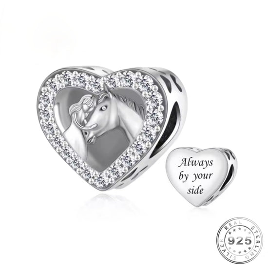 Horse & Girl Heart Charm 925 Sterling Silver - Always by your side its Pandora Bracelets