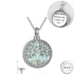 Family Tree Cremation Ashes Urn Necklace 925 Sterling Silver and Opal