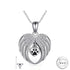 Pet Dog / Cat Paw Angel Wings Cremation Ashes Urn Necklace 925 Sterling Silver