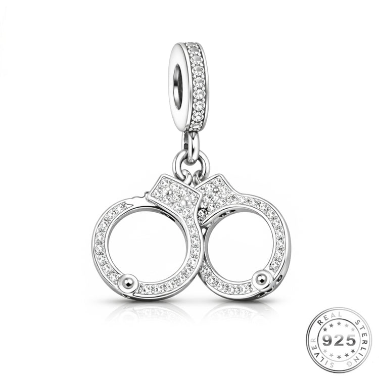 Pandora fitting Handcuffs Charm 925 Sterling Silver - police / military