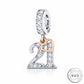 Pandora fitting 21st Birthday Charm 925 Sterling Silver and Rose Gold