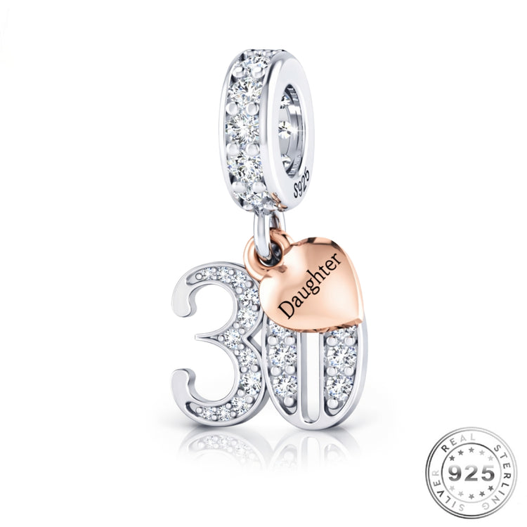 Pandora fitting 30th Birthday Charm 925 Sterling Silver - Personalised Daughter Heart
