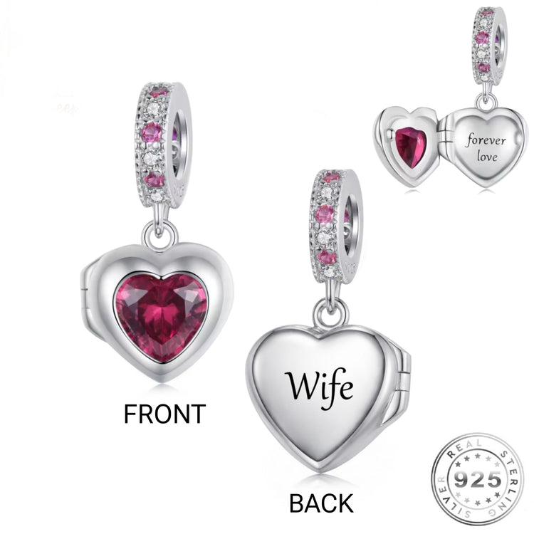 Pandora fitting Wife Heart Charm 925 Sterling Silver - Forever Love