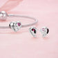 Mom & Daughter Heart Charm 925 Sterling Silver