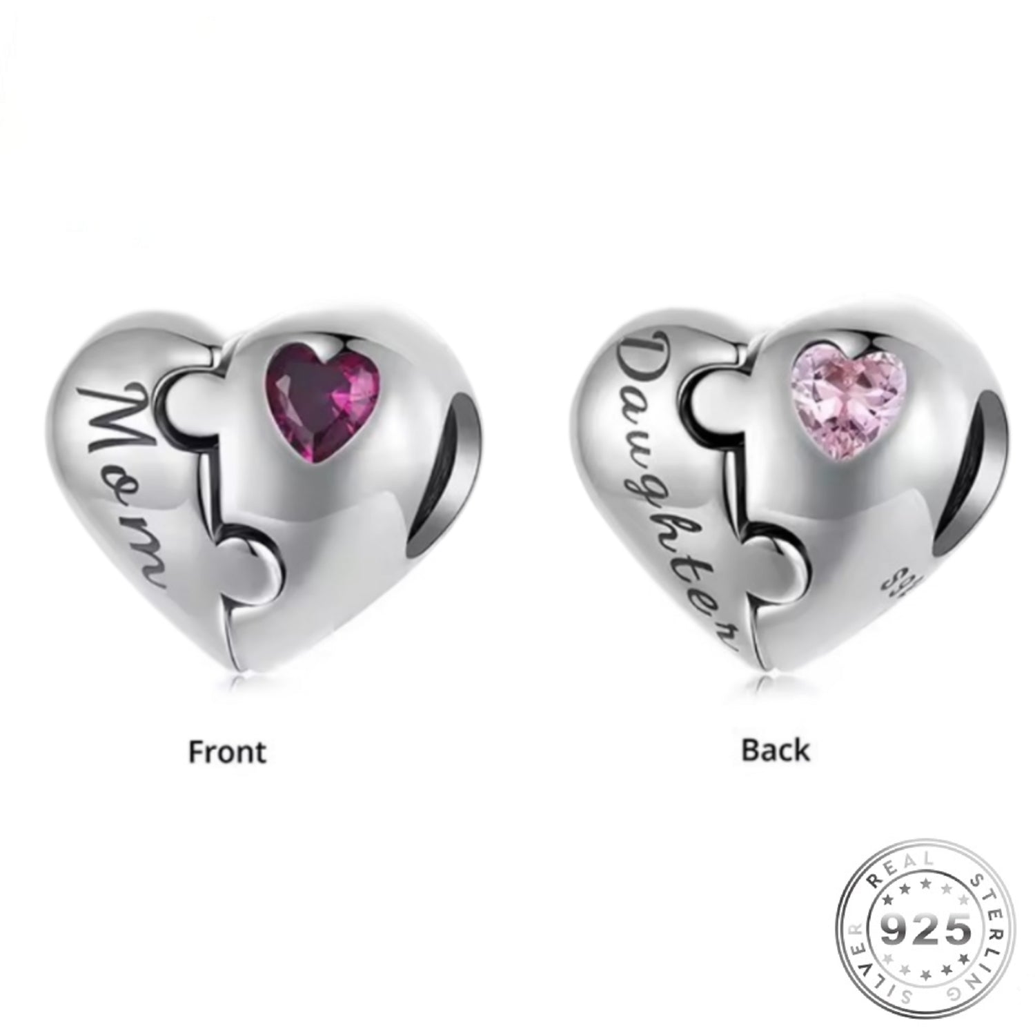 pandora fitting Mom & Daughter Heart Charm 925 Sterling Silver mum