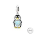 Penguin & Opal Heart Charm 925 Sterling Silver fits Pandora