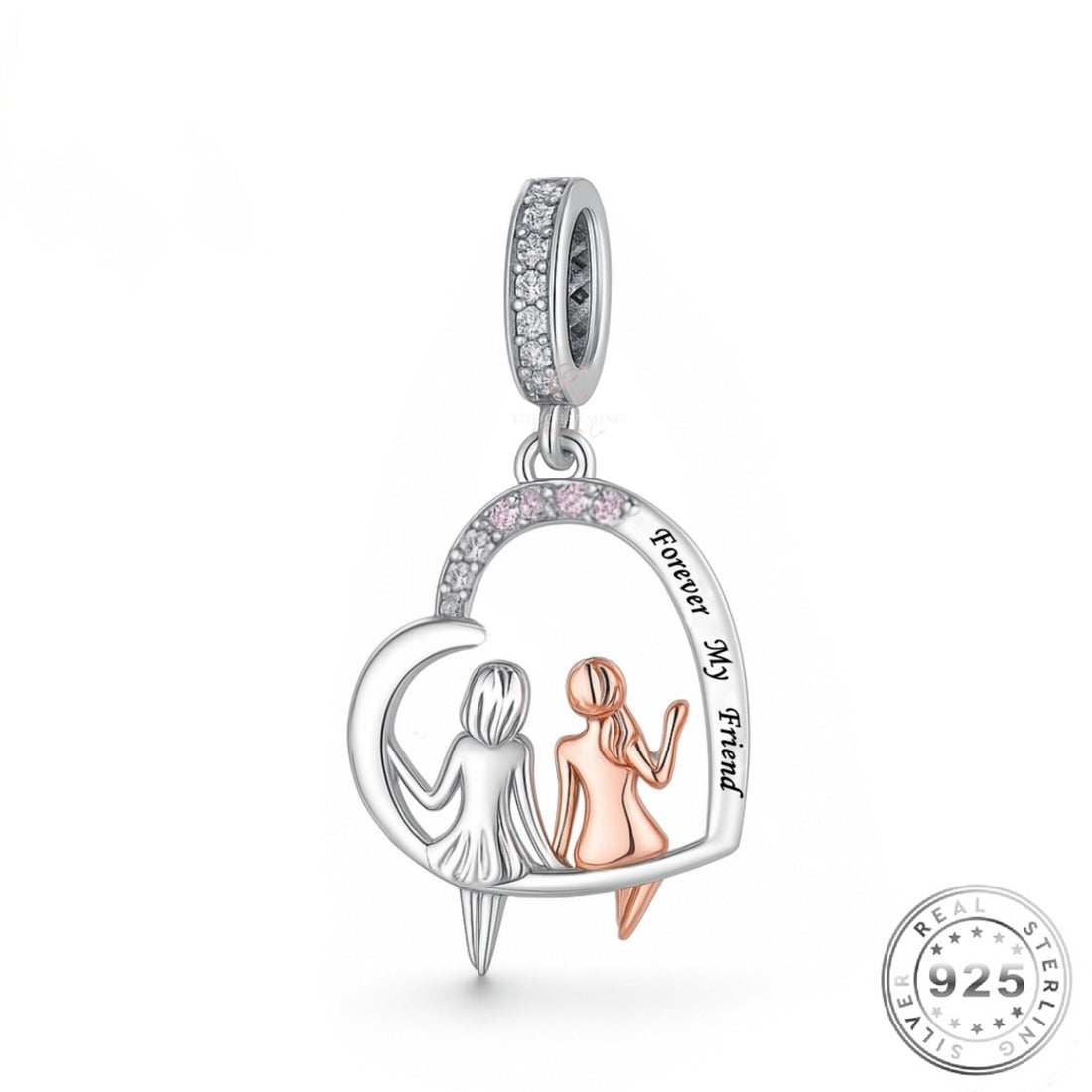 pandora fitting best friend Forever My Friend Charm 925 Sterling Silver & Rose Gold