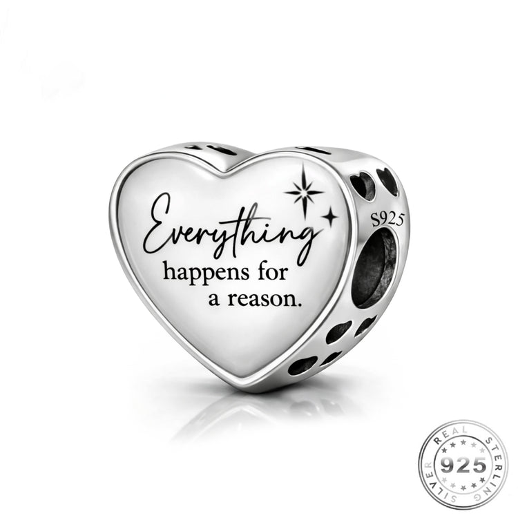 pandora fitting Everything Happens For a Reason Heart Charm 925 Sterling Silver