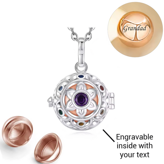 Engravable Silver & Rose Gold Chakra Cremation Ashes / Hair Urn Locket Necklace keepsake