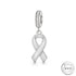Pandora fitting Silver / Grey Awareness Ribbon Charm 925 Sterling Silver Mental Health / Brain Cancer 