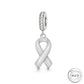 Pandora fitting Silver / Grey Awareness Ribbon Charm 925 Sterling Silver Mental Health / Brain Cancer 