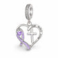 Pandora fitting Purple Awareness Ribbon & Cross Charm 925 Sterling Silver fits Pandora 