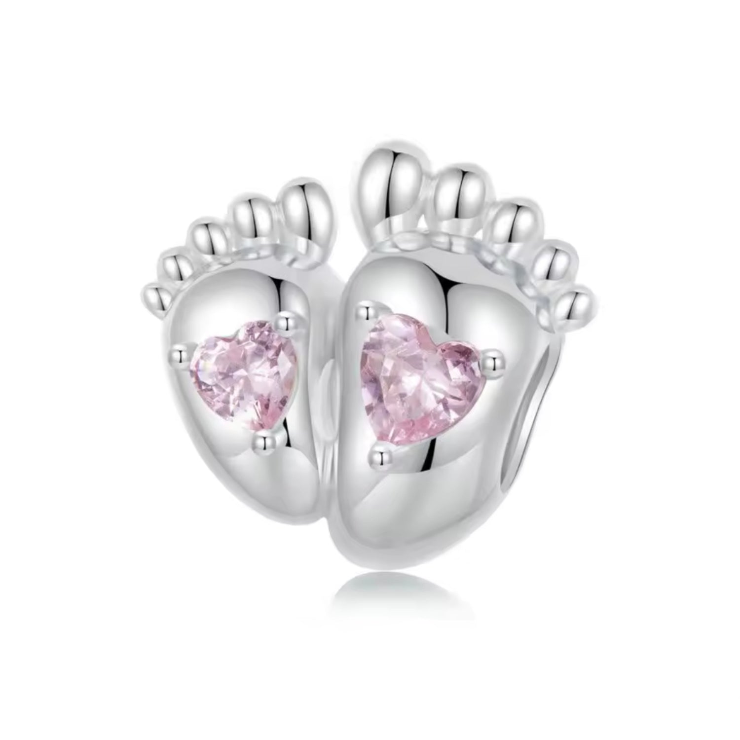 Engraved Baby Footprints / Feet Charm 925 Sterling Silver - Personalised ( fits Pandora ) Mum & Daughter - New baby girl