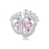 Engraved Baby Footprints / Feet Charm 925 Sterling Silver - Personalised ( fits Pandora ) Mum & Daughter - New baby girl