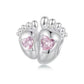 Engraved Baby Footprints / Feet Charm 925 Sterling Silver - Personalised ( fits Pandora ) Mum & Daughter - New baby girl