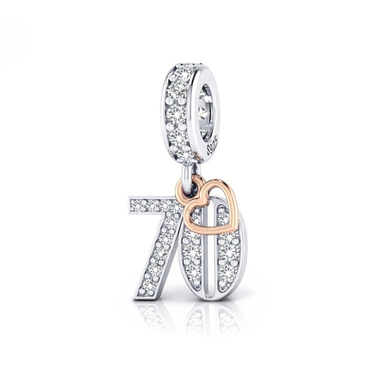 Pandora fitting 70th Birthday Charm 925 Sterling Silver Rose Gold