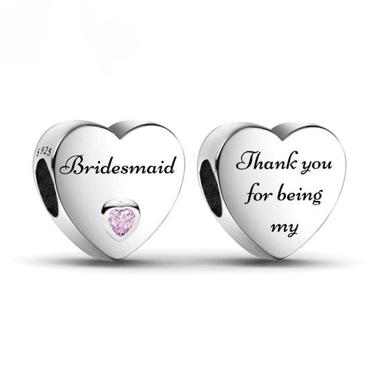Pandora fitting Bridesmaid OR Maid of Honour Charm 925 Sterling Silver