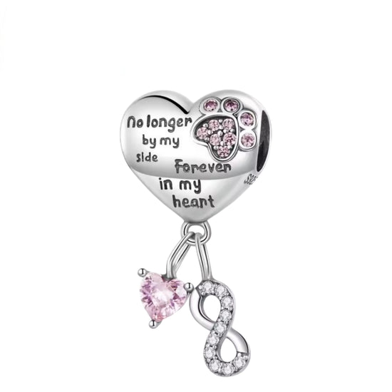 Pandora fitting Dog Angel Wings / Paw Memorial Charm 925 Sterling Silver