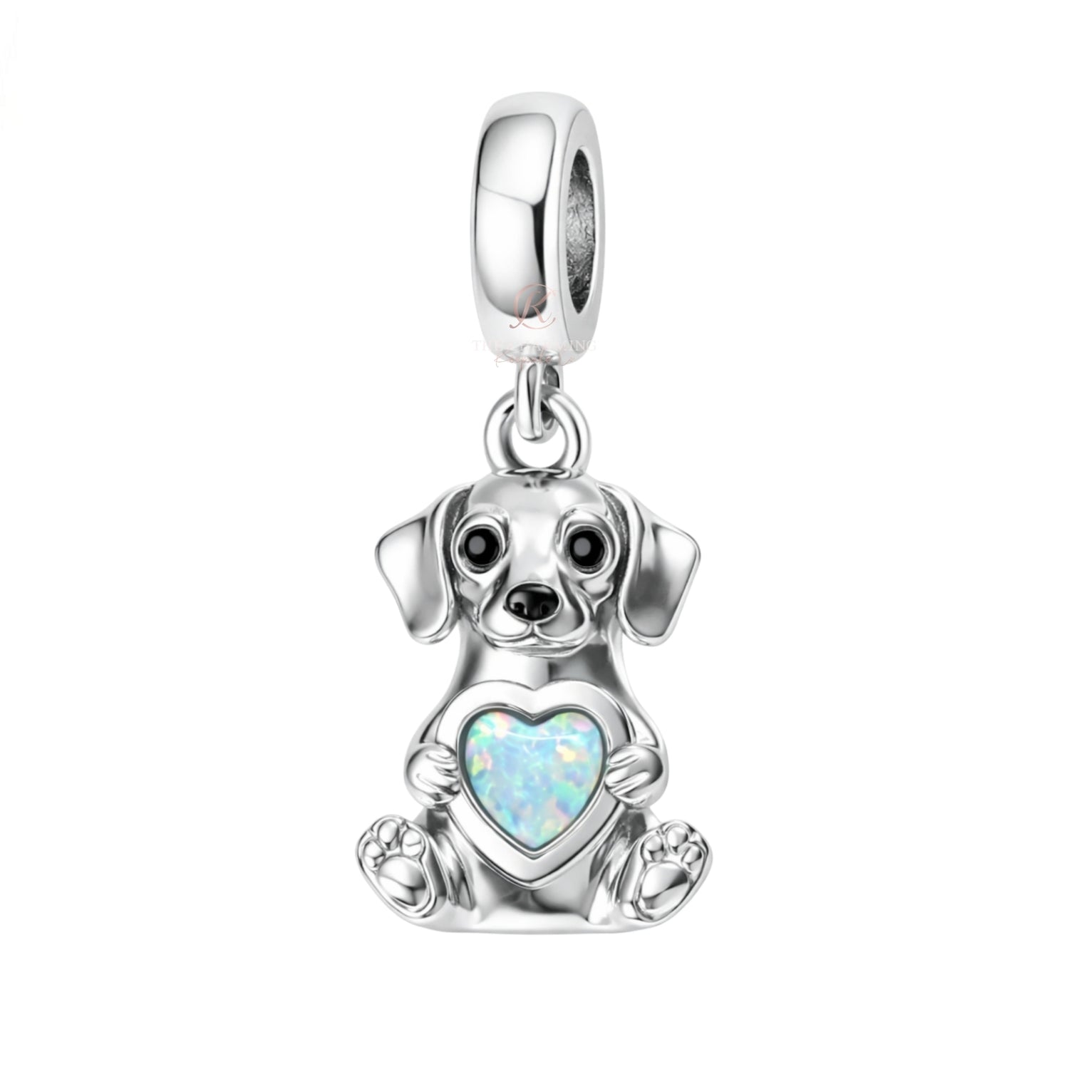 Pandora fitting Labrador Dog Charm 925 Sterling Silver & Opal