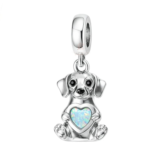 Pandora fitting Labrador Dog Charm 925 Sterling Silver & Opal