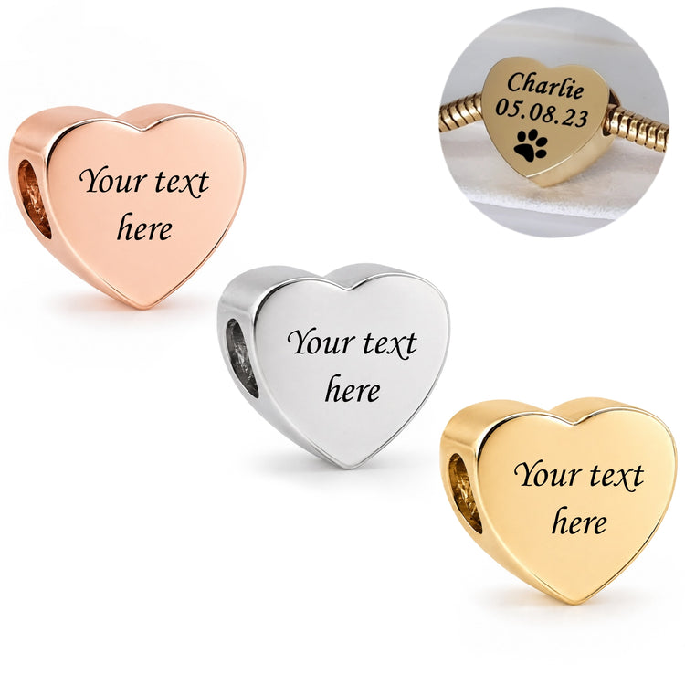 Pandora fitting Engraved Silver, Gold or Rose Gold Charm- Personalised 