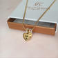 Engraved Yellow gold Small Heart & Pet Paw Pendant Ashes Urn Necklace Dog / Cat