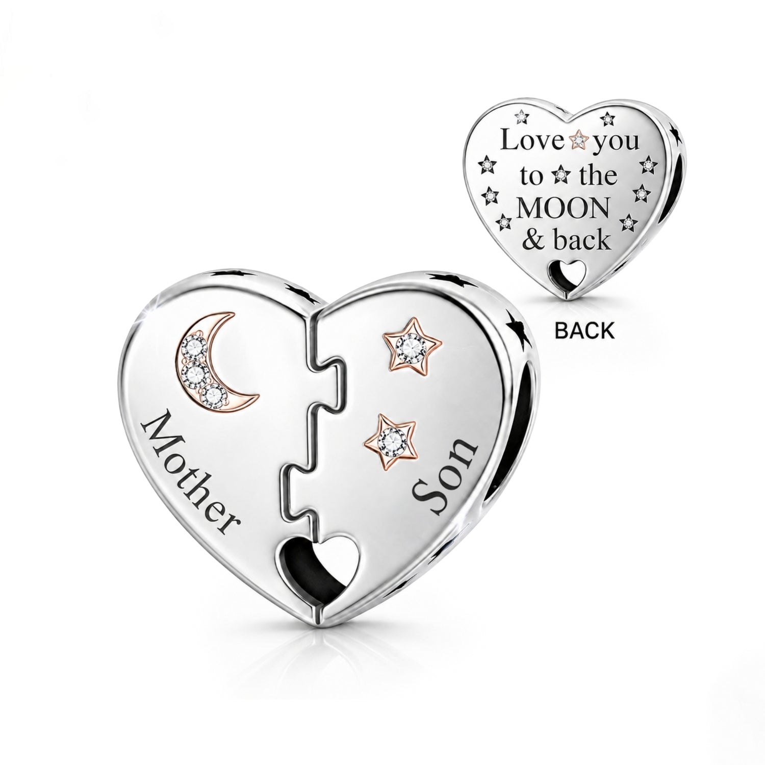 Pandora fitting Mum Mother & Son Heart Charm 925 Sterling Silver 