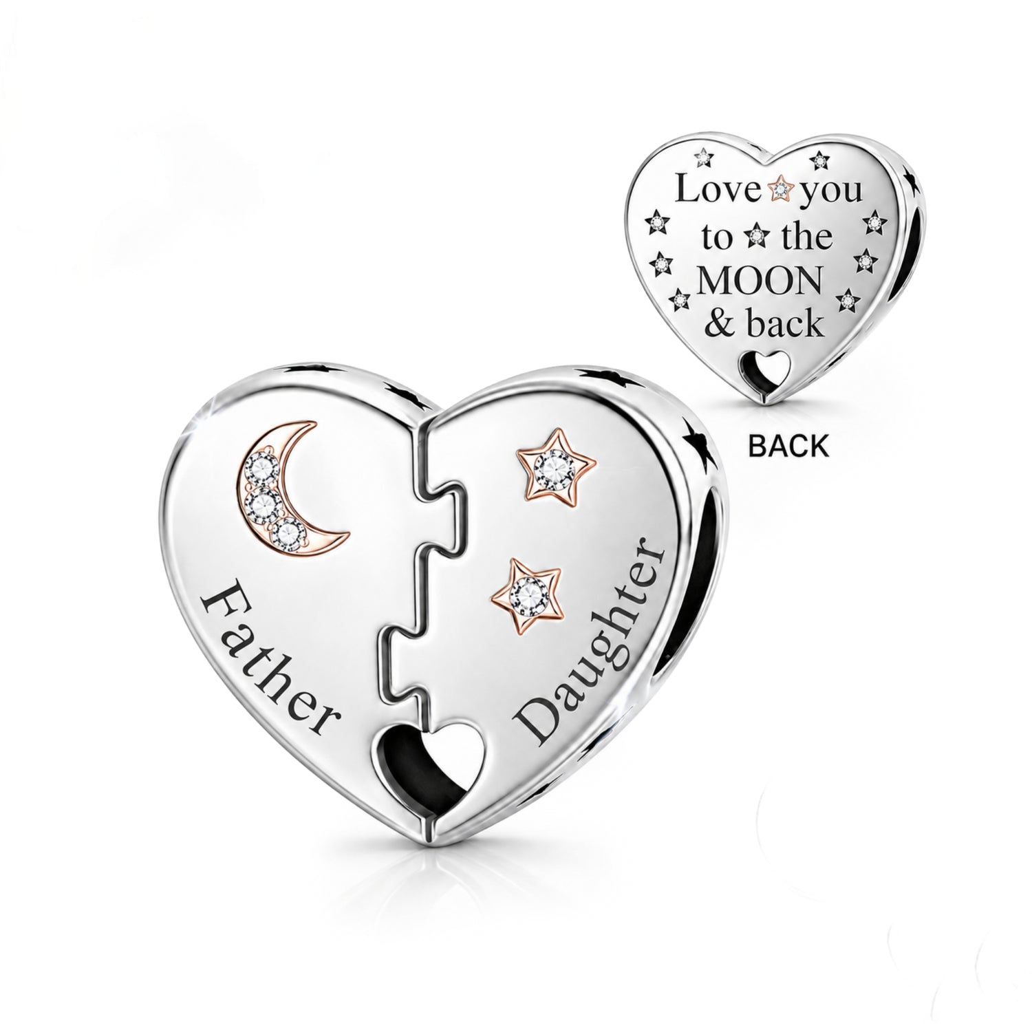 Pandora fitting Dad & Daughter Heart Charm 925 Sterling Silver 