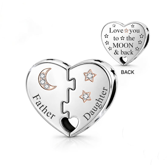 Pandora fitting Dad & Daughter Heart Charm 925 Sterling Silver 