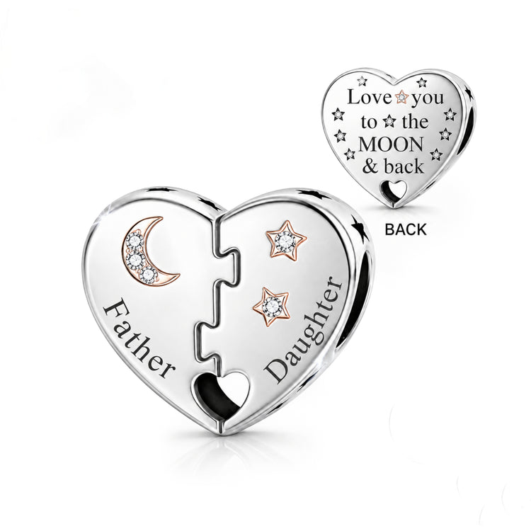Pandora fitting Dad & Daughter Heart Charm 925 Sterling Silver 