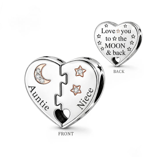 Pandora fitting Auntie & Niece Heart Charm 925 Sterling Silver 
